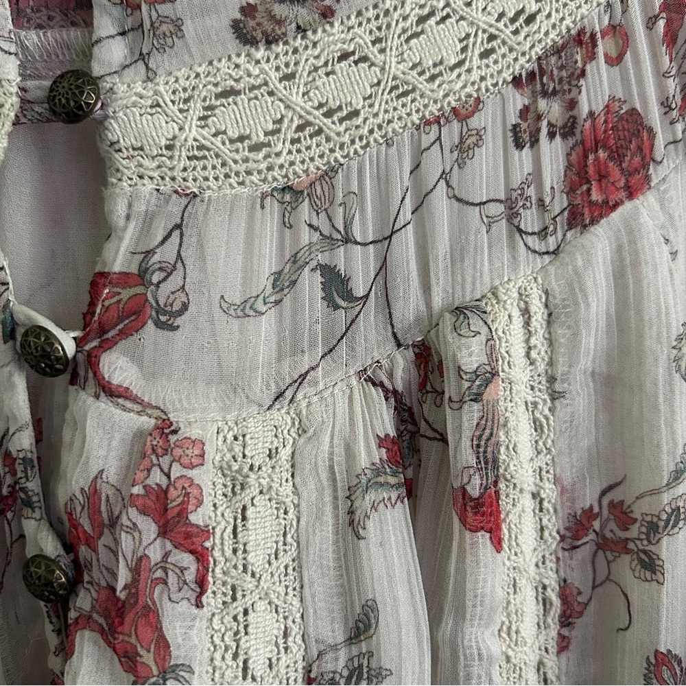 ANTHROPOLOGIE Floral Lace Trim Boho Cottagecore Blouse - Picture 8 of 11